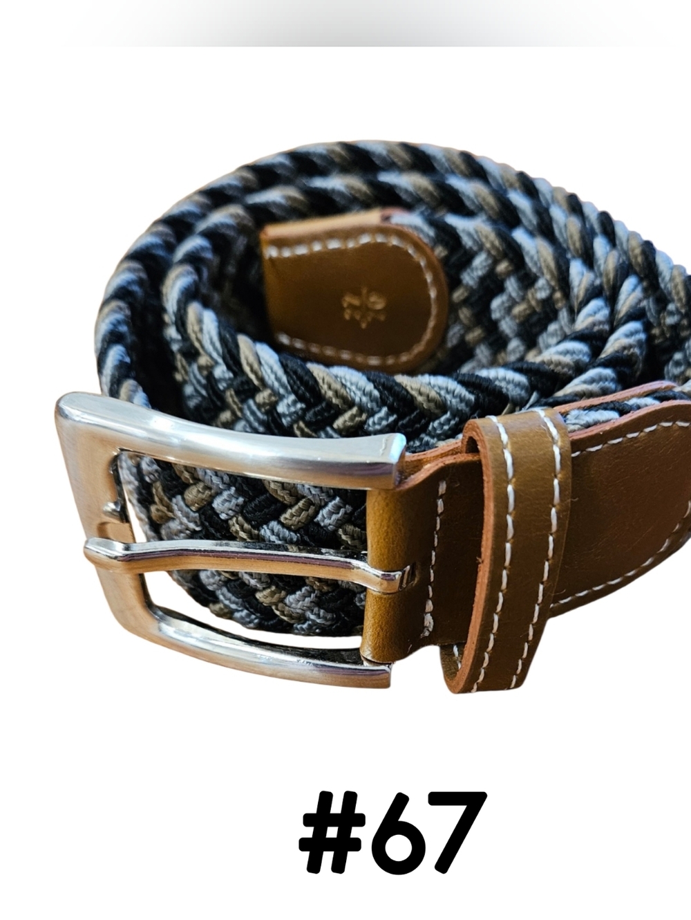 USG Women's Belt - Casual Stretch Belt Black/Grey/Beige 70cm
